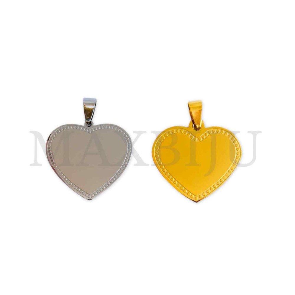 Stainless Steel Heart Medal Pendant 30x27mm