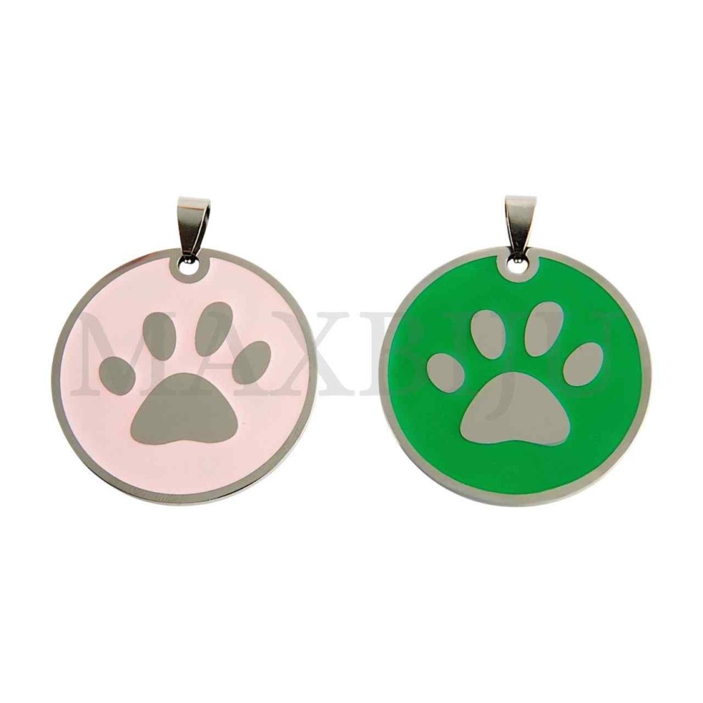 Stainless Steel Dog's Paw Medal Pendant (38mm) 