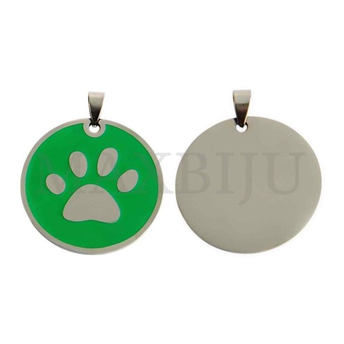 Stainless Steel Dog's Paw Medal Pendant (38mm) 