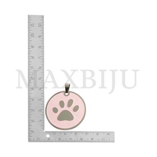 Stainless Steel Dog's Paw Medal Pendant (38mm) 