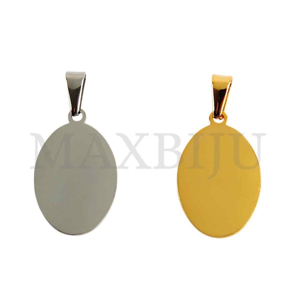 Stainless Steel Oval Medal Pendant 21x28mm.