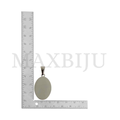 Stainless Steel Oval Medal Pendant 21x28mm.