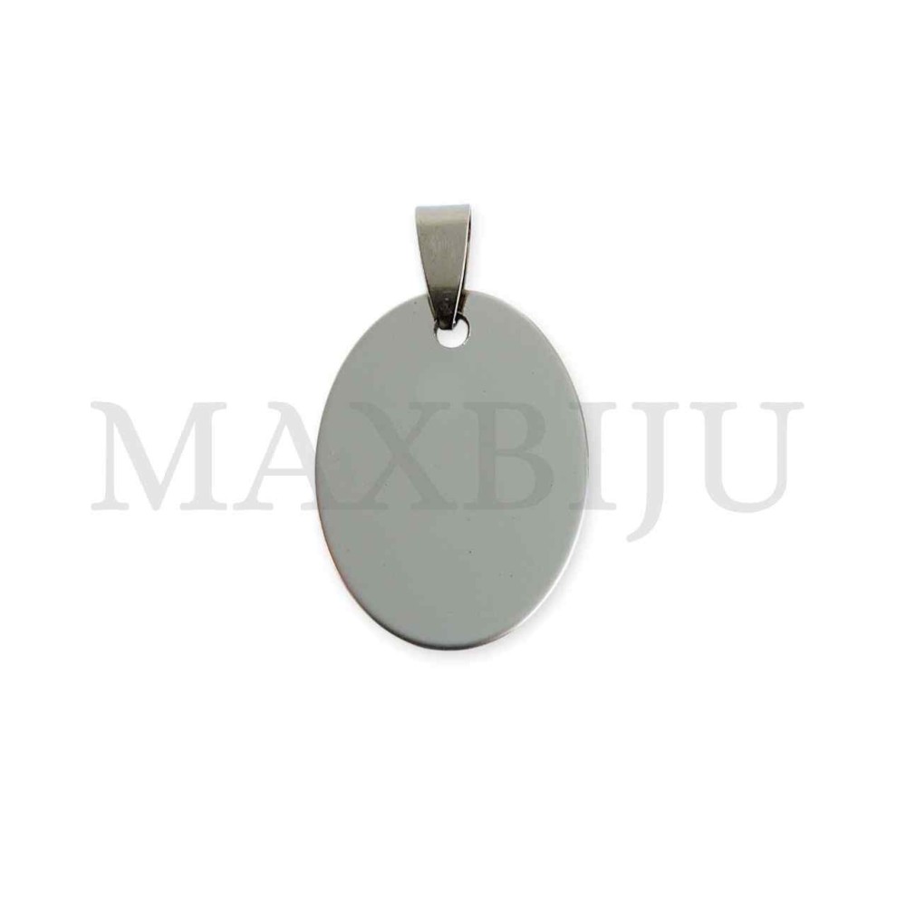 Stainless Steel Oval Medal Pendant 25x30mm.