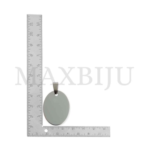 Stainless Steel Oval Medal Pendant 25x30mm.