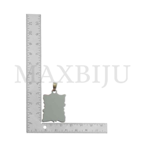 Stainless Steel rectangle Medal Pendant 24x31mm