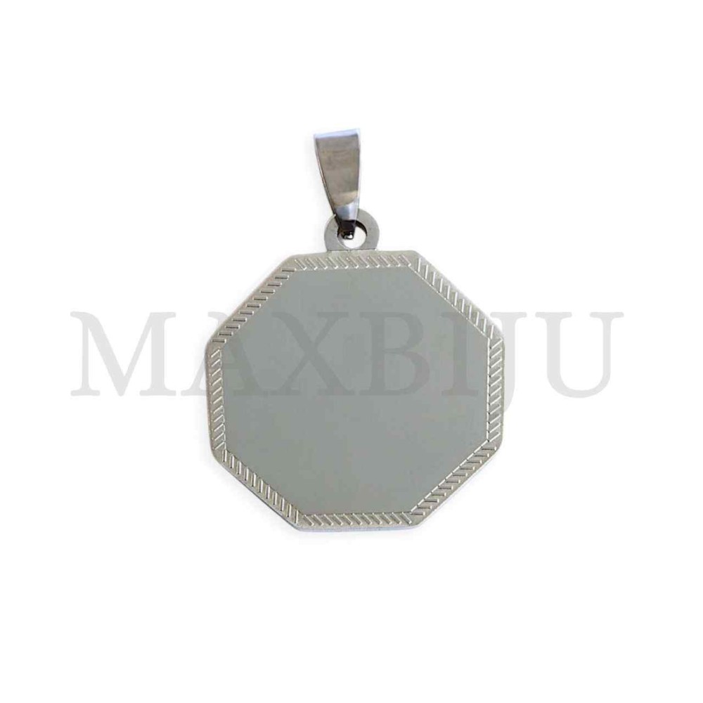Stainless Steel Octagon Medal Pendant (30mm)