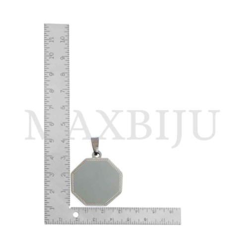 Stainless Steel Octagon Medal Pendant (30mm)