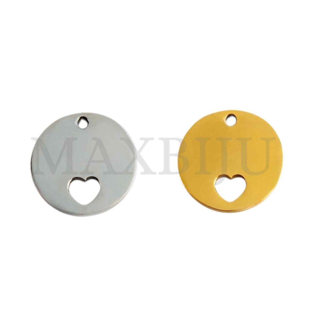 Stainless Steel Heart Medal Pendant (16mm)