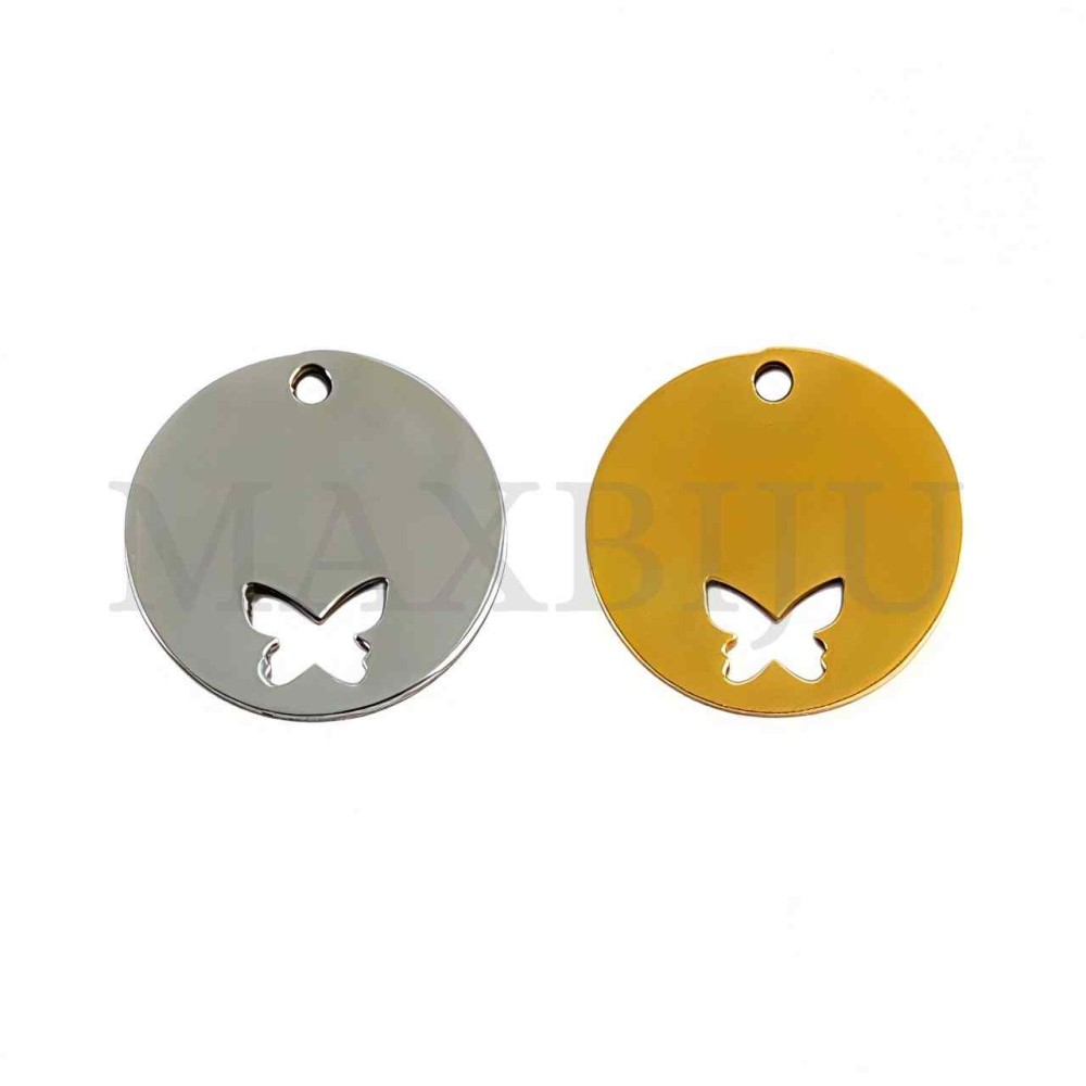 Stainless Steel Butterfly Medal Pendant (16mm)