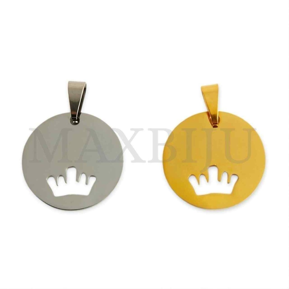 Stainless Steel Crown Medal Pendant (20mm)