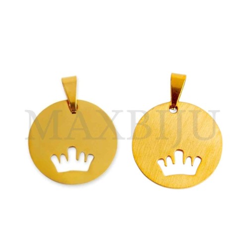 Stainless Steel Crown Medal Pendant (20mm)