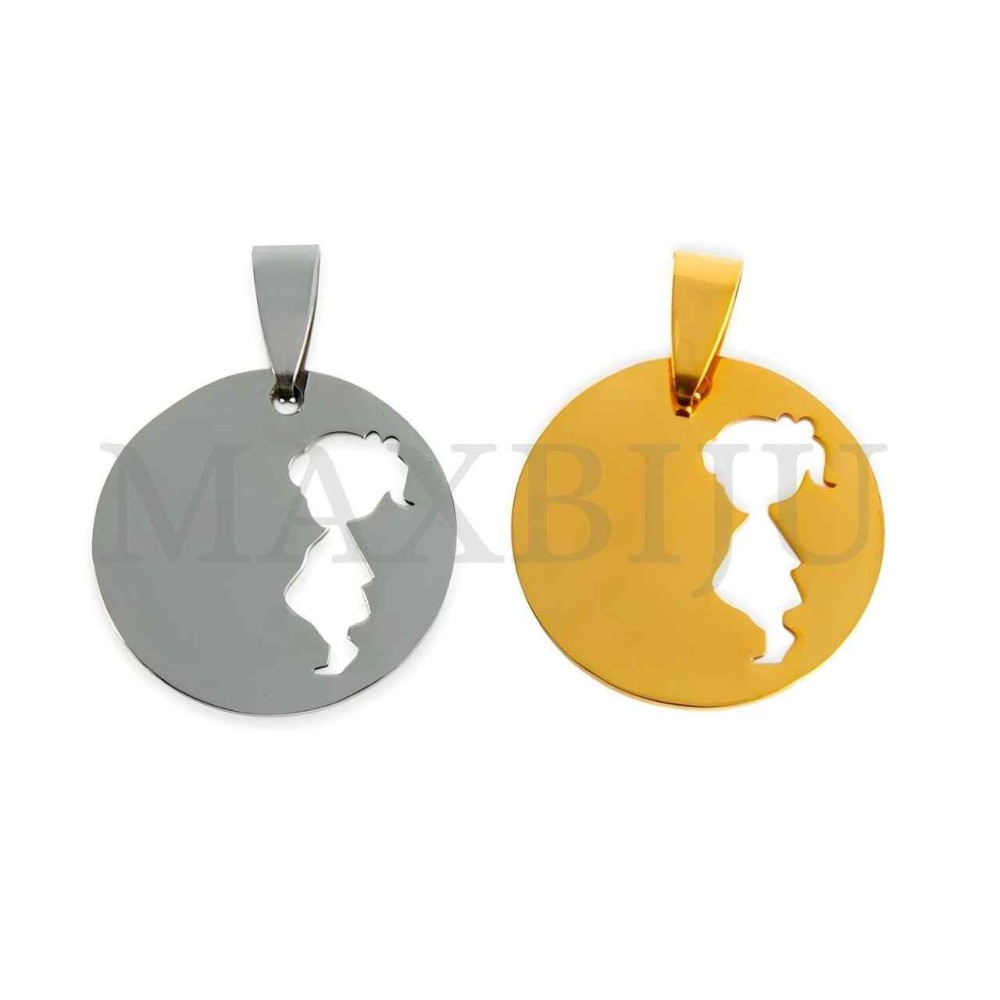 Stainless Steel Girl Medal Pendant (25mm)