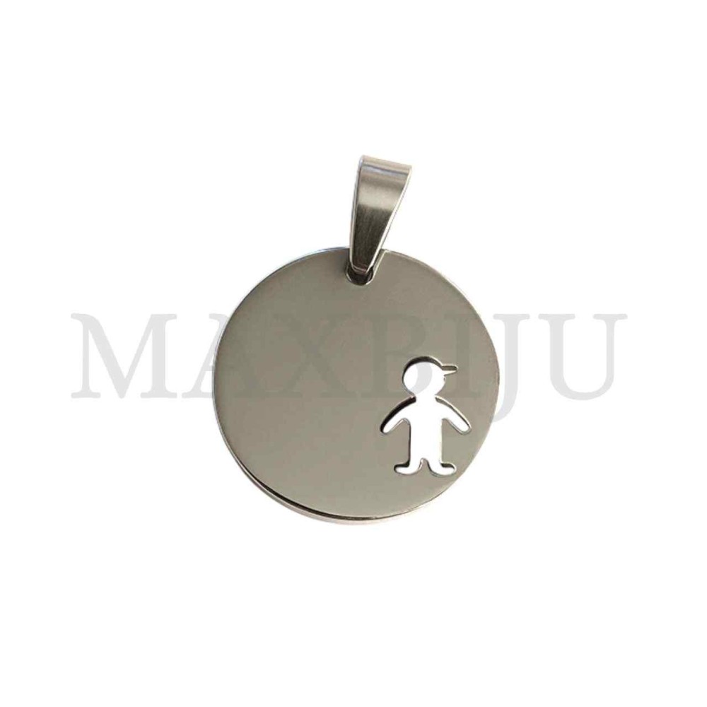 Stainless Steel Boy Medal Pendant (20mm)