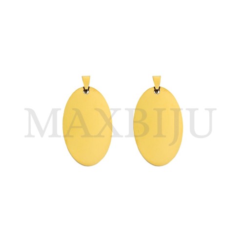 Oval stainless steel pendant, 26x44mm.