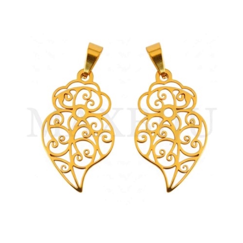 Stainless Steel Viana Heart Pendant 16x29mm