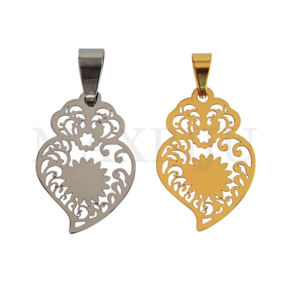 Stainless Steel Viana Heart Pendant 18x26mm