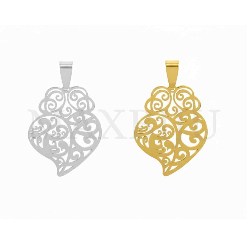 Stainless Steel Viana Heart Pendant 25x32mm