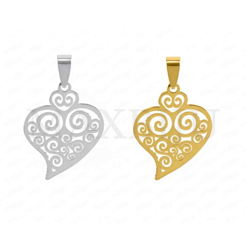 Stainless Steel Viana Heart Pendant 26x32mm