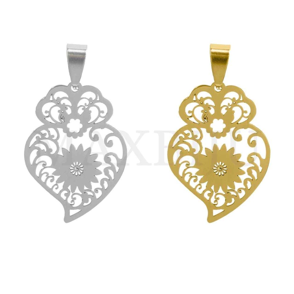 Stainless Steel Viana Heart Pendant 23x32mm