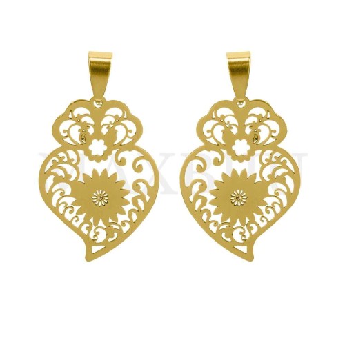 Stainless Steel Viana Heart Pendant 23x32mm