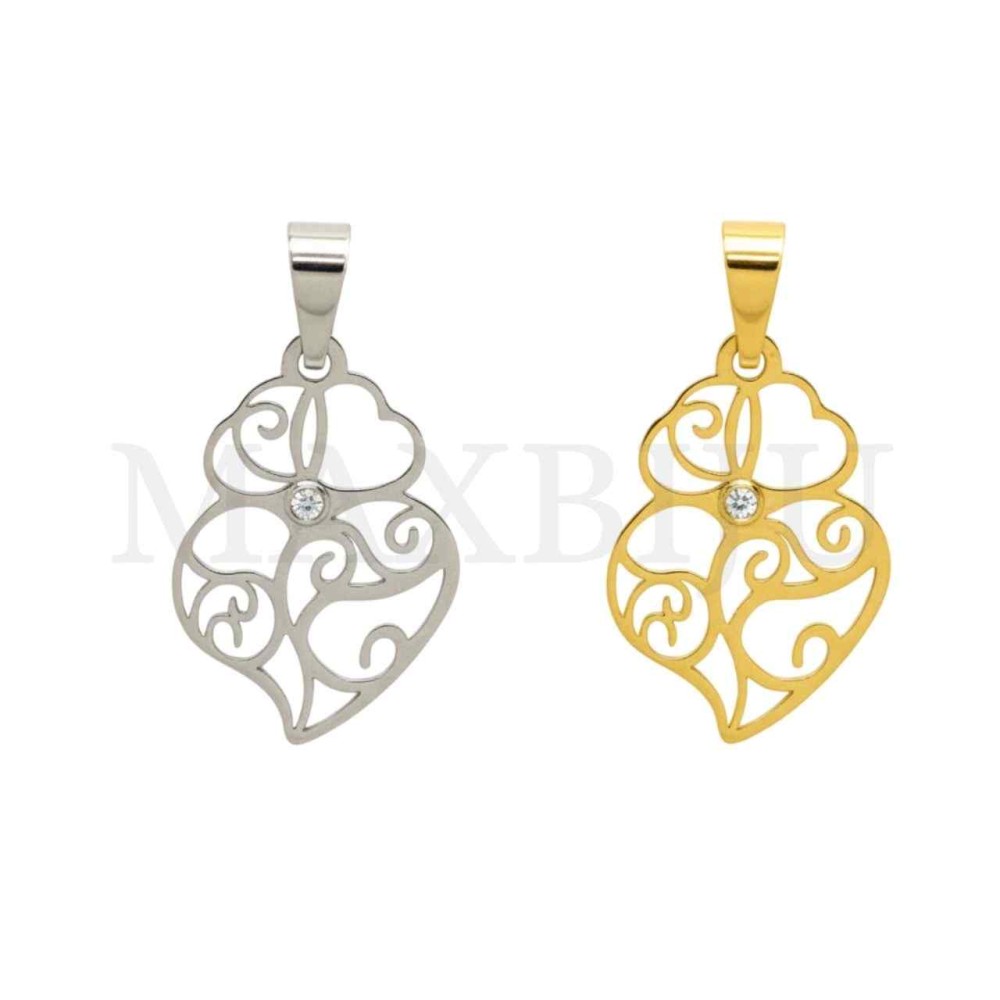 Stainless Steel Viana Heart Pendant with a Stone 16x23mm