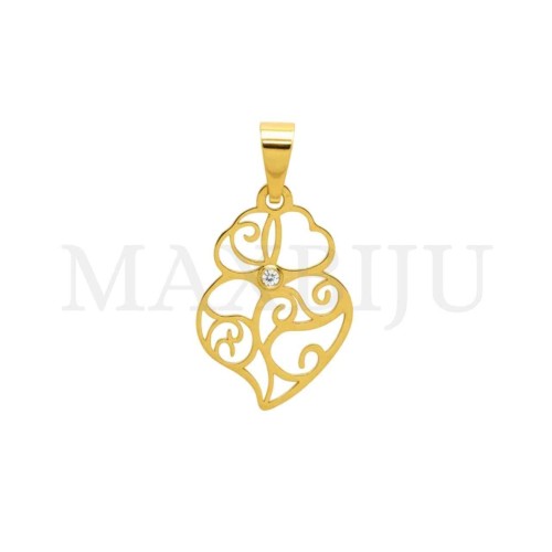 Stainless Steel Viana Heart Pendant with a Stone 16x23mm