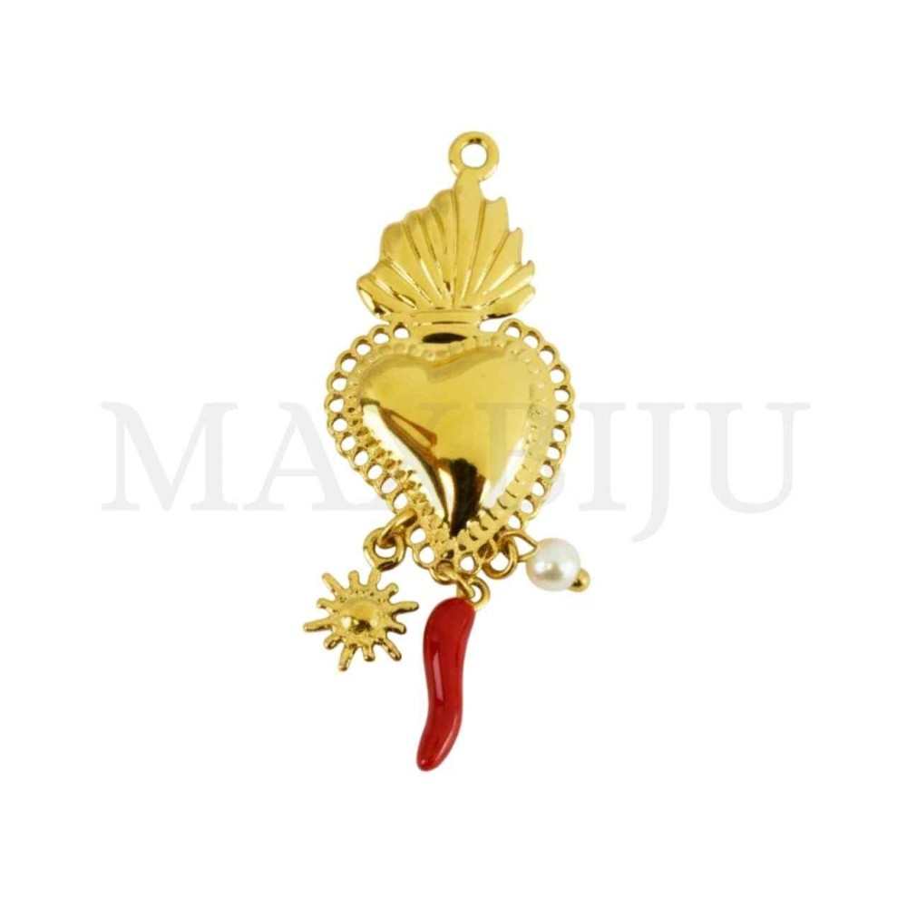 Stainless Steel Viana Heart Pendant with Pendants 19x50mm