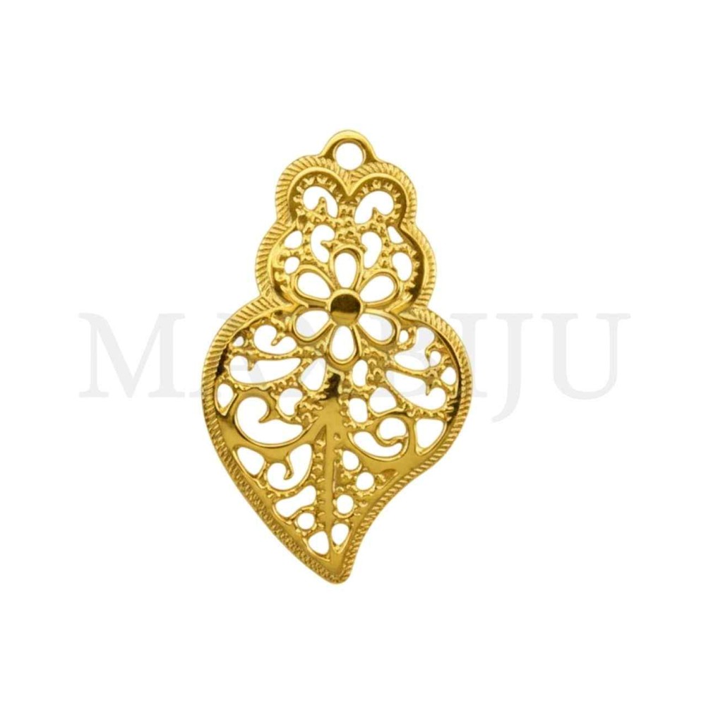 Stainless Steel Viana Heart Pendant 13x21mm