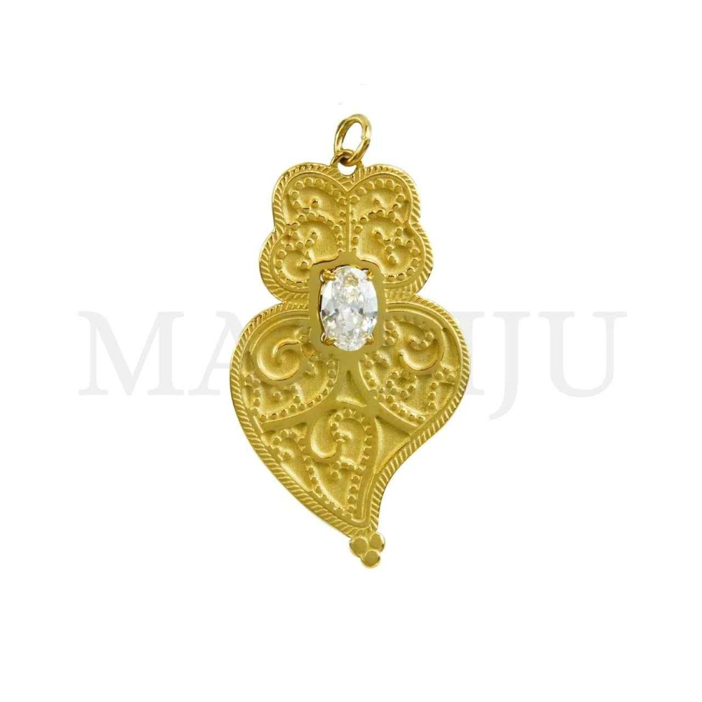 Stainless Steel Viana Heart Pendant with Zirconia 18x31mm