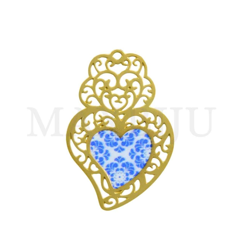 Stainless Steel Viana Heart Pendant 27x40mm