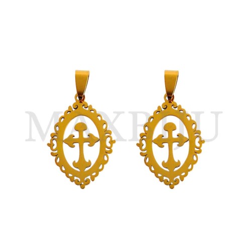 Stainless Steel Cross Medal Pendant (32mm)