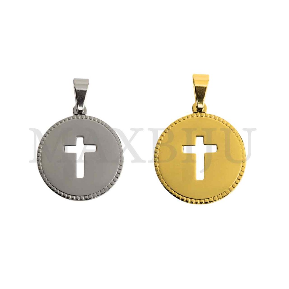 Stainless Steel Cross Medal Pendant (23mm)