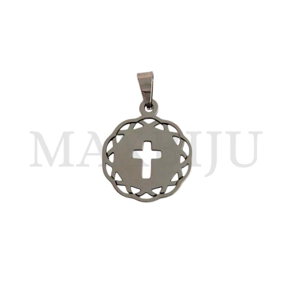Stainless Steel Cross Medal Pendant (24mm)