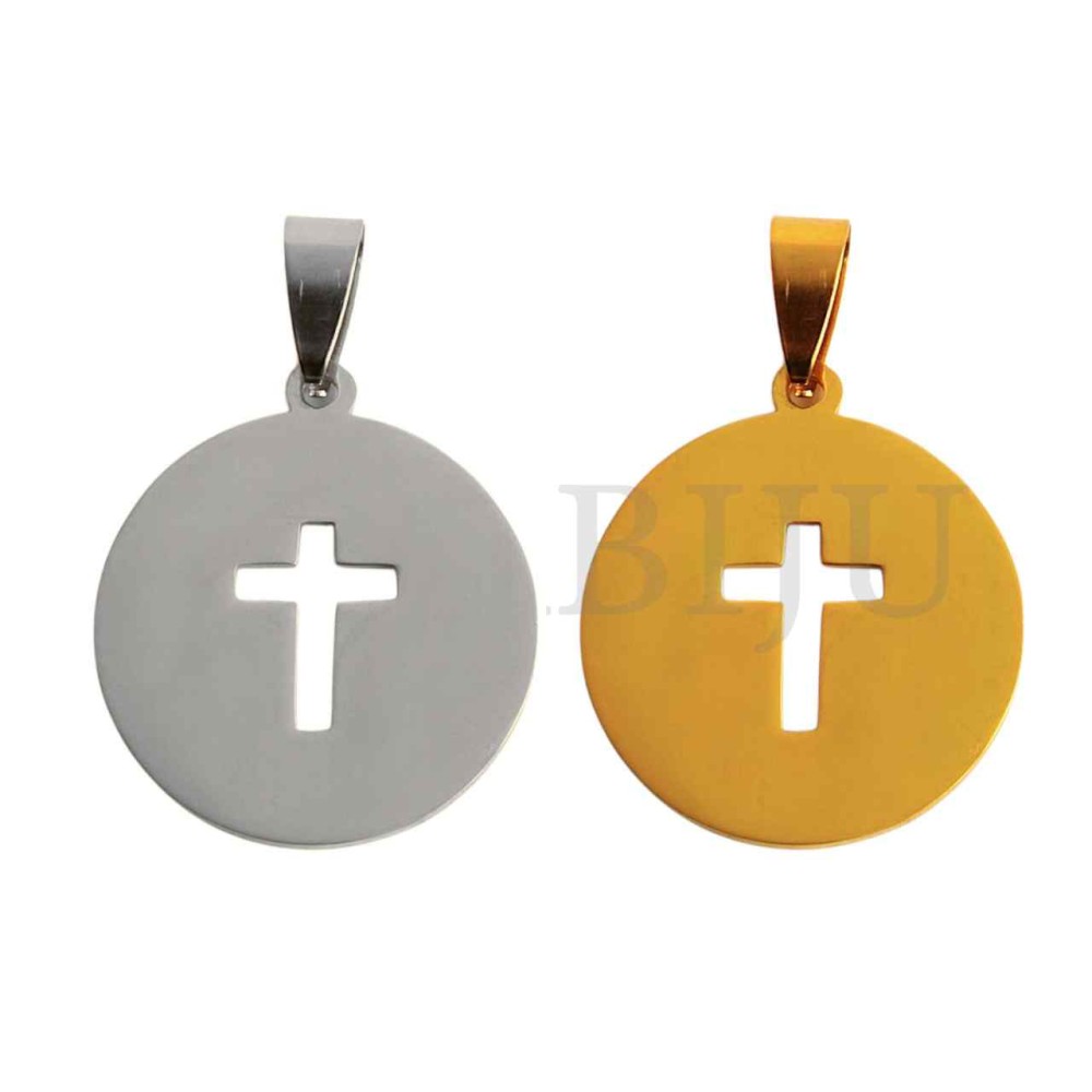 Stainless Steel Cross Medal Pendant (28mm)