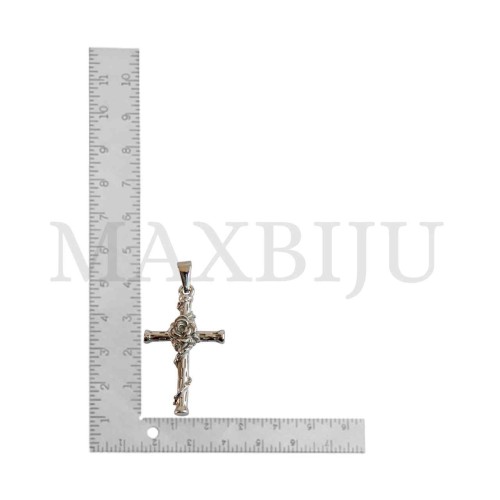 Stainless Steel Rose Cross Pendant (46mm)