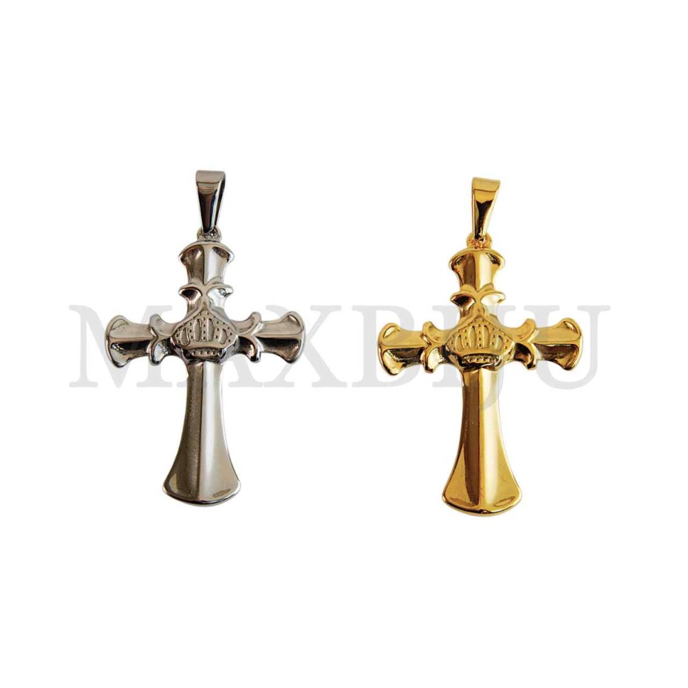 Stainless Steel Crown Cross charm Pendant (49mm)