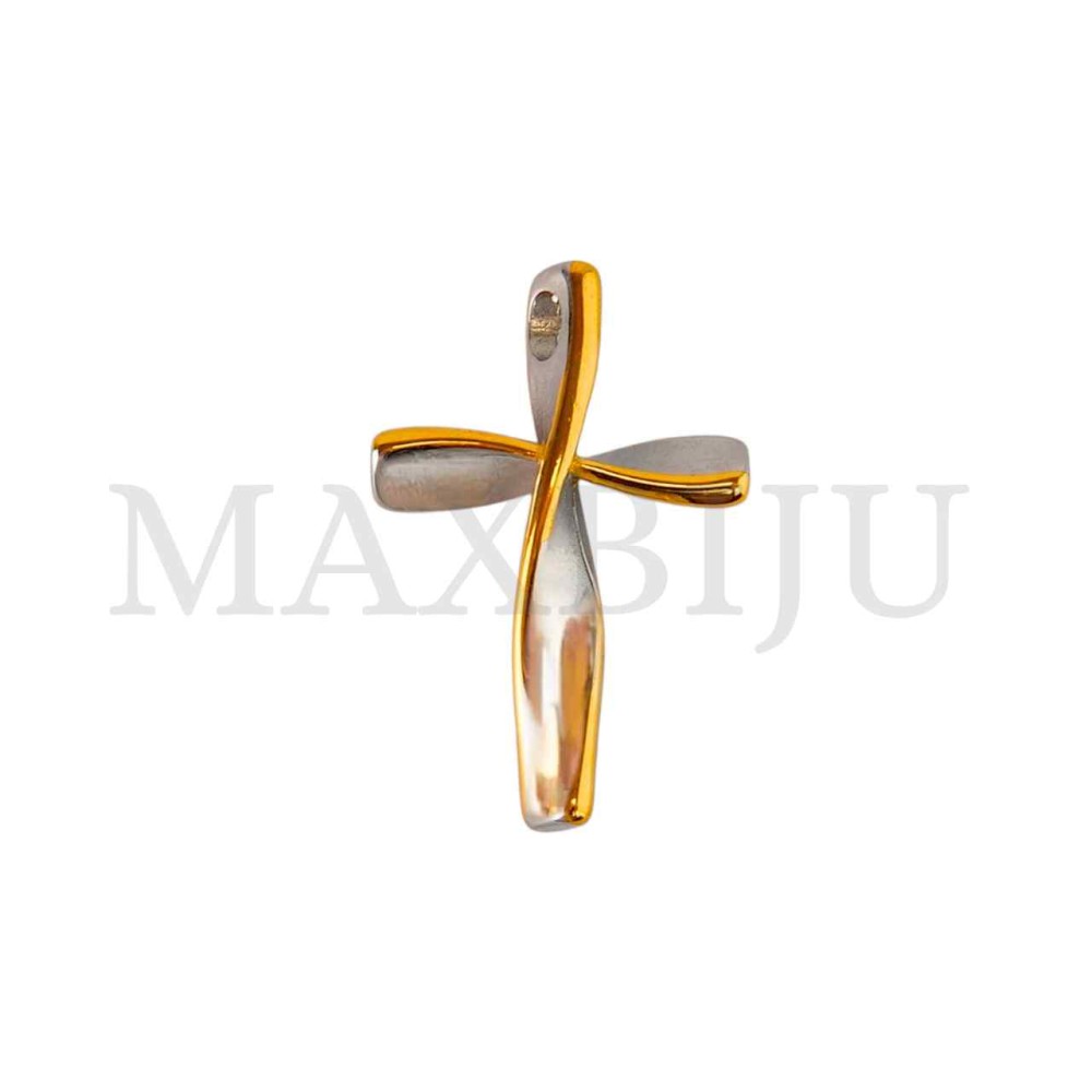 Stainless Steel Twist Cross  Pendant (30mm)