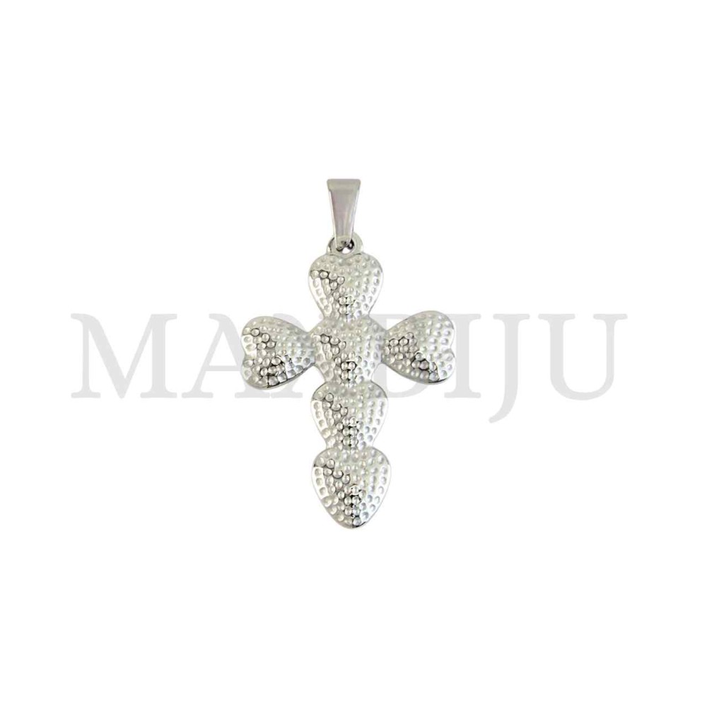 Stainless Steel 6 Heart Cross Pendant (35mm)
