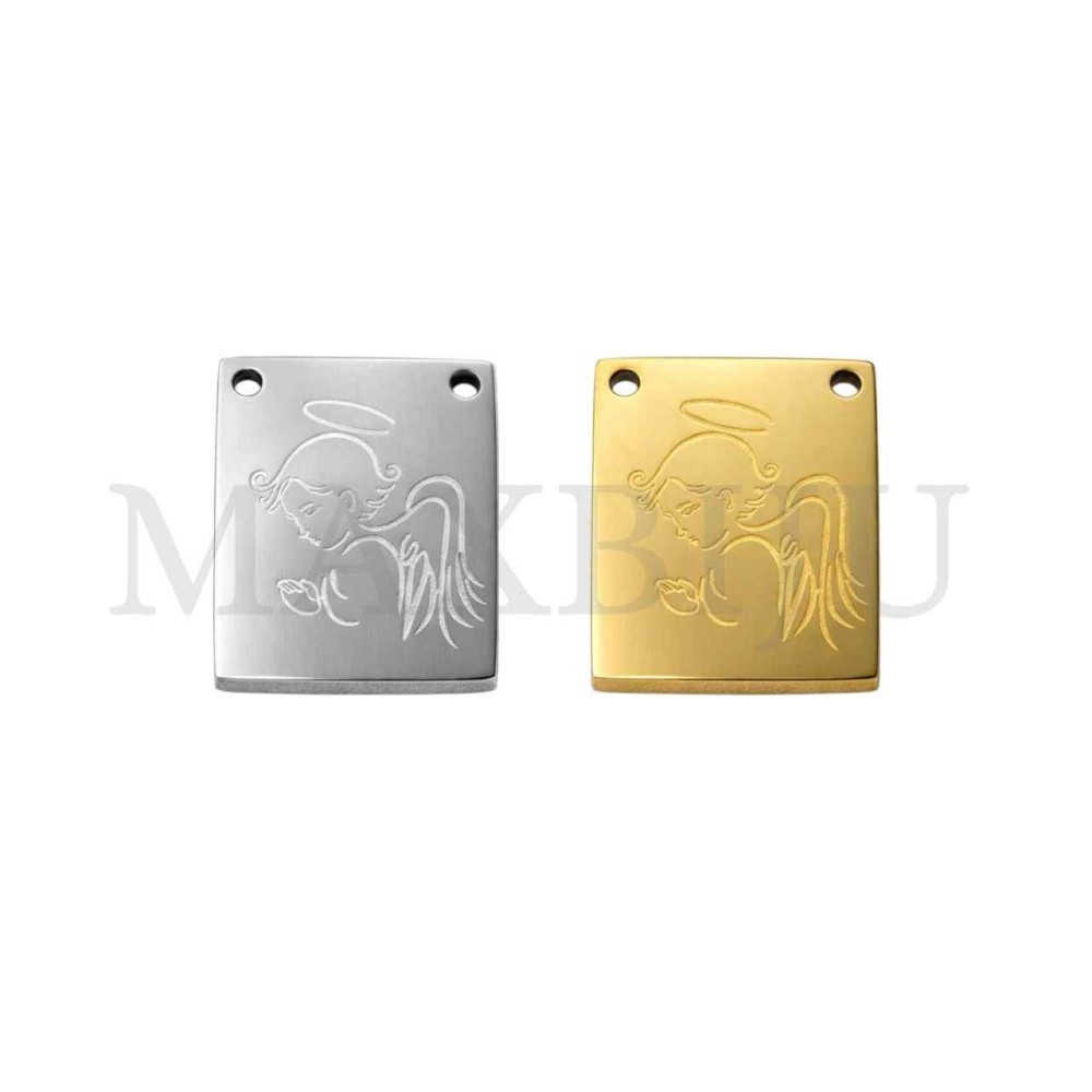 Stainless Steel Scapular - Angel 13x15mm