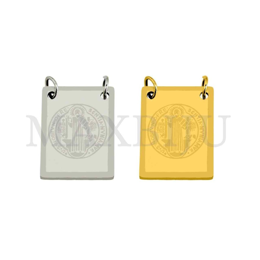 Stainless Steel Scapular - Saint Benedict 13x17mm