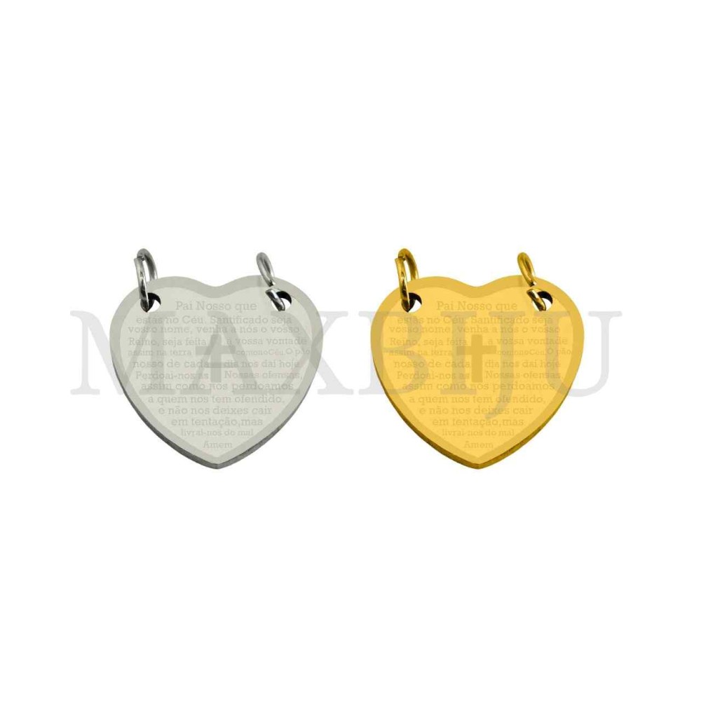 Stainless Steel Scapular - Our Father Prayer 17x16mm