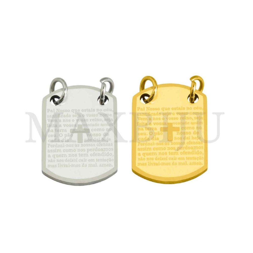 Stainless Steel Scapular - Our Father Prayer 13x18mm