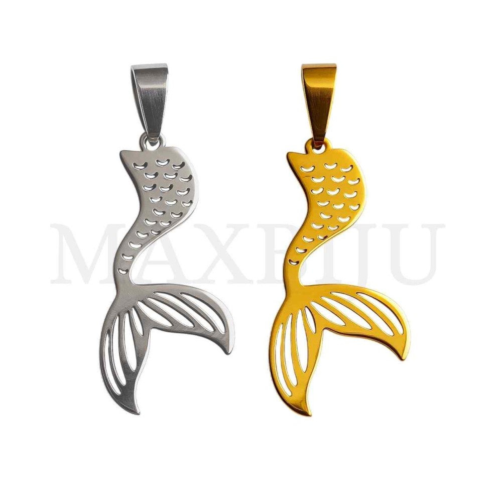 Stainless Steel Pendant - Mermaid Tail 19x37mm