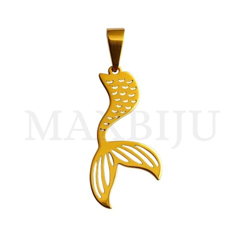 Stainless Steel Pendant - Mermaid Tail 19x37mm
