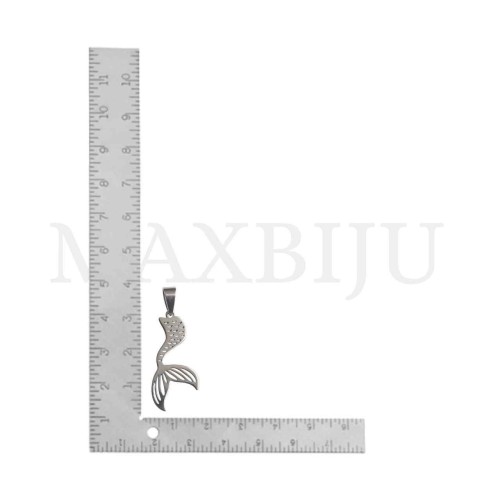 Stainless Steel Pendant - Mermaid Tail 19x37mm