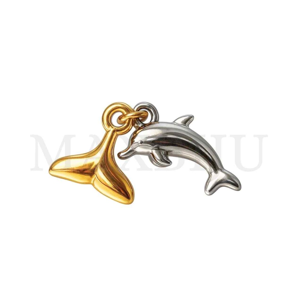 Stainless Steel Pendant - Dolphin and Mermaid Tail 22x13mm