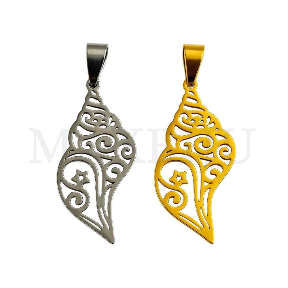 Stainless Steel Pendant - Shell 18x39mm