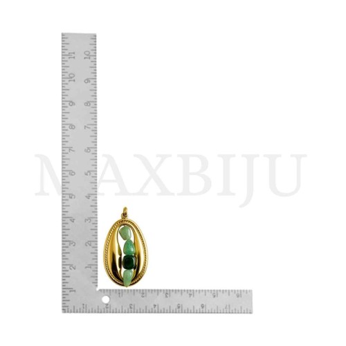 Stainless Steel Pendant - Shell with Stone 23x39mm