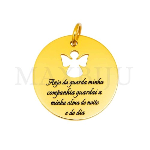 Stainless Steel Pendant - "Anjo da Guarda Minha Companhia…" 20mm