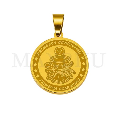 Stainless Steel Pendant-  "Primeira Comunhão" 25mm